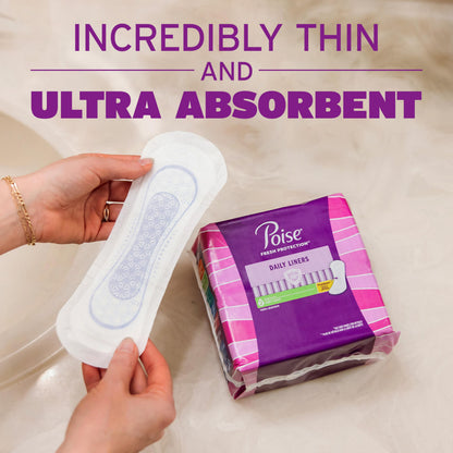 Poise Daily Liners, Incontinence Panty Liners for Bladder Leaks, 2 Drop Very Light Absorbency, Long Length, Packaging May Vary,114 Count (Pack of 2)
