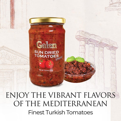 Galen Sun Dried Tomato Spread, Mediterranean Tomatoes Flavor, Ready to Enjoy, 10.4 oz Jar (Pack of 2)