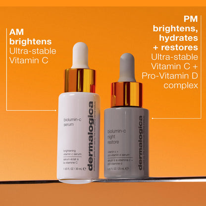 Dermalogica BioLumin-C Night Restore Vitamin C Serum for face, Overnight Skin Hydration and Barrier Repair Serum, 0.85 fl oz