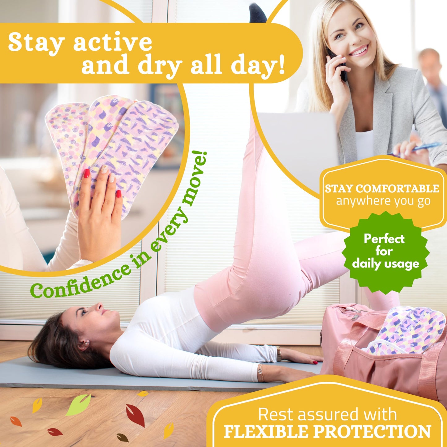 Non-Slip Reusable Organic Panty Liners for Women & Teens (Tanga 7-Pack) – Breathable, High-Temp Washable Cloth Panty Liners for Vaginal Discharge – Soft Cotton Keep You Fresh & Dry for Daily Use