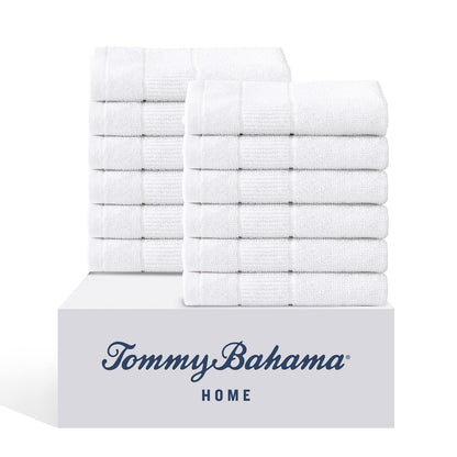 Tommy Bahama - Washcloths, Soft & Absorbent Cotton Towels, Fade Resistant, Oeko-Tex Certified (Island Retreat White, 12 Piece)