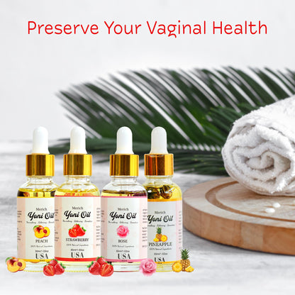 Natural Yoni Oil Ultimate Feminine Rejuvenation Set of Four | Feminine Yoni Detox | Naturally Scented Vaginal Oil | Restores pH Balance for Women | Eliminates Odor | Natural Gentle Cleansing