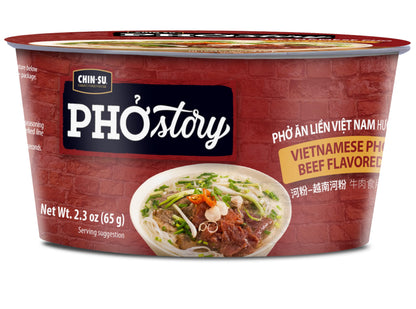 Chin-Su Pho Story Vietnamese Beef Flavored Instant Noodle Bowl, 2.3 oz, Ready to Cook