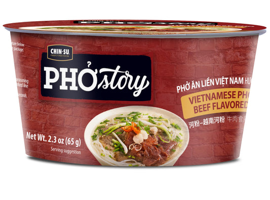Chin-Su Pho Story Vietnamese Beef Flavored Instant Noodle Bowl, 2.3 oz, Ready to Cook