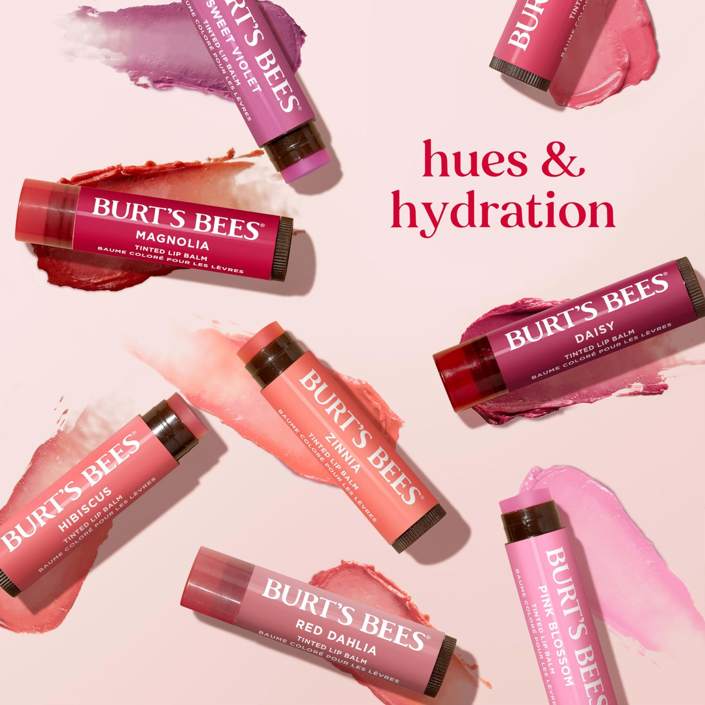 Burt's Bees Lip Tint Balm, Long Lasting 2 in 1 Duo Tinted Balm Formula, Color Infused with Hydrating Shea Butter for a Natural Looking Buildable Finish, Red Dahlia, 1 Tube
