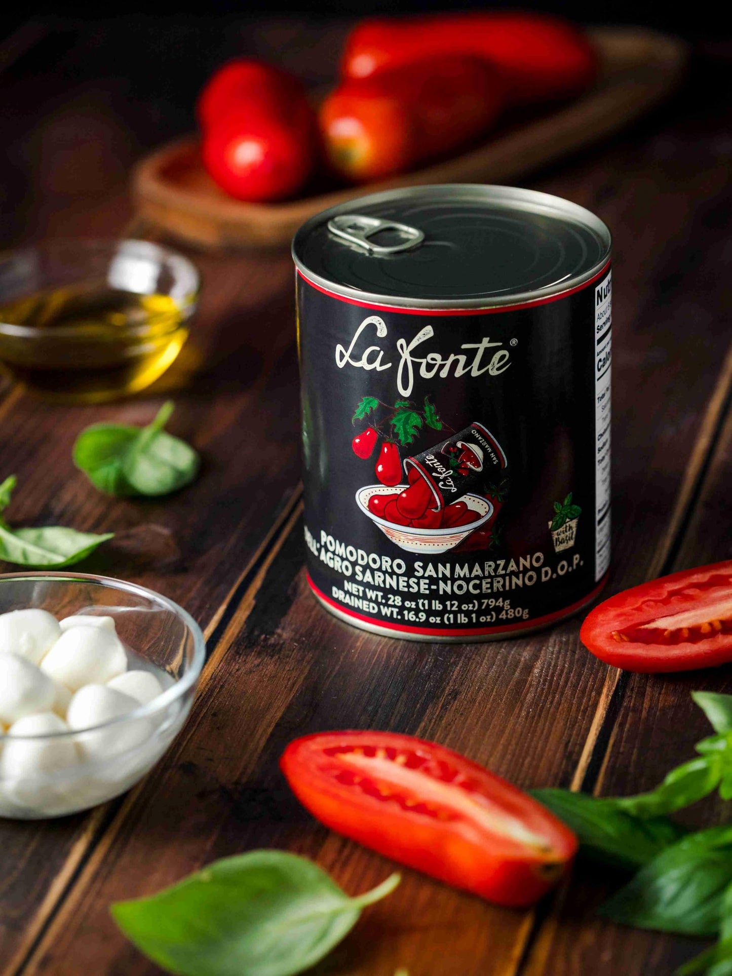 La Fonte San Marzano Whole Peeled Tomatoes PDO 28oz (Pack of 12)