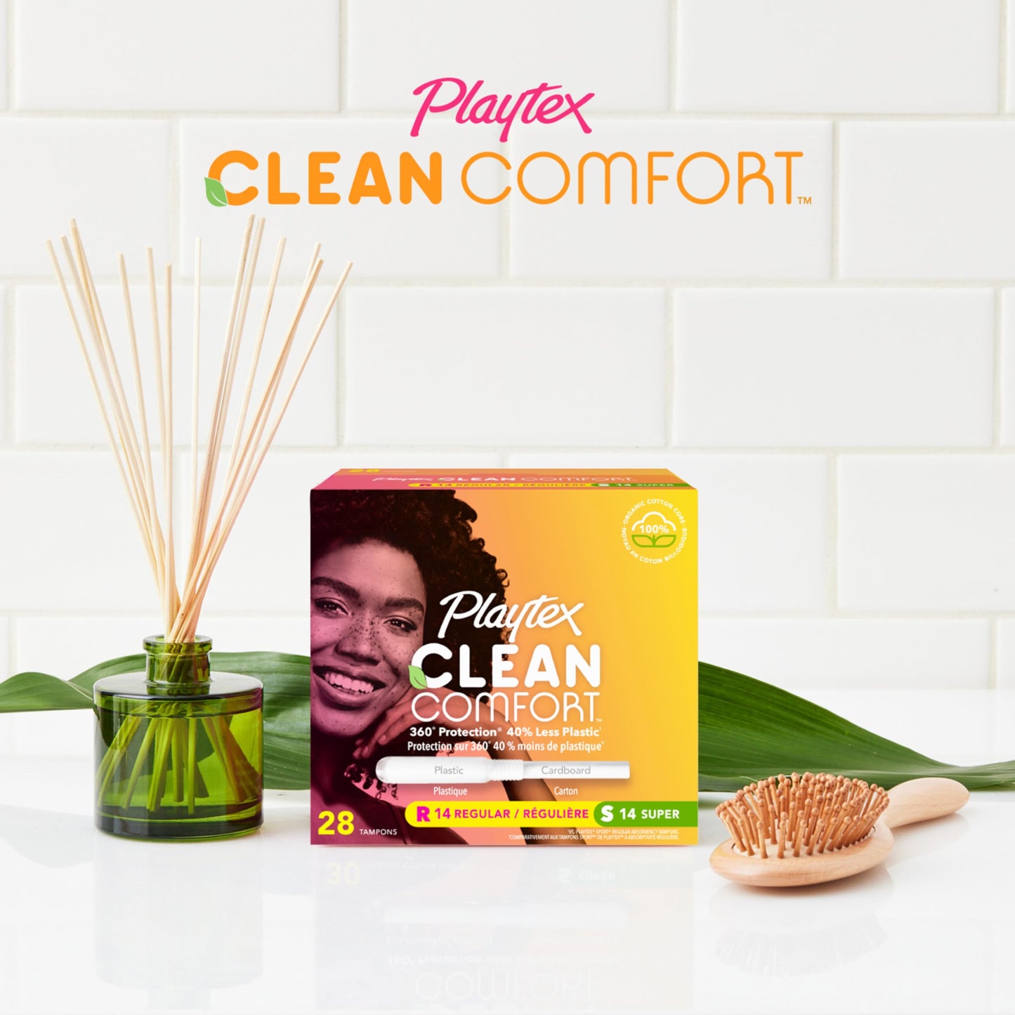 Playtex Clean Comfort Organic Cotton Tampons, Super Absorbency, Fragrance-Free, Organic Cotton - 30ct