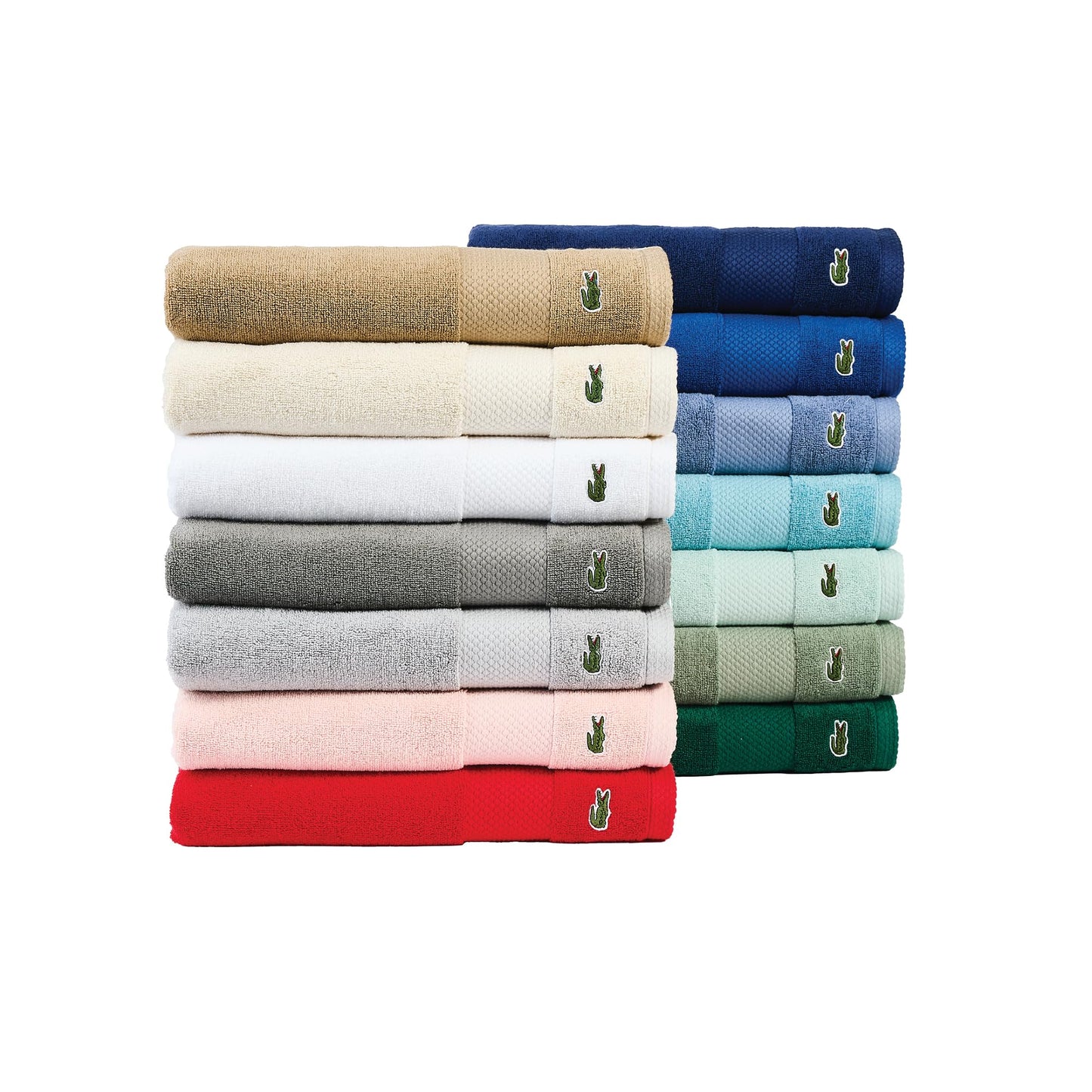 Lacoste Heritage 100% Supima Cotton Wash Cloth, Croc Green, 13" x 13" – Highly Absorbent & Quick Drying, Premium Super Soft Bath Towel, Bathroom Essential, Gift for All Occasions, Machine Washable