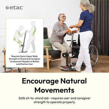 Etac Turner PRO Patient Transfer Aid - Sit to Stand Lift for Elderly with High Safe Working Load (440 lbs) - Patient Lift and Mobility Assist for Safer Transfers with Platform Disc & Anti-Slip Bottom