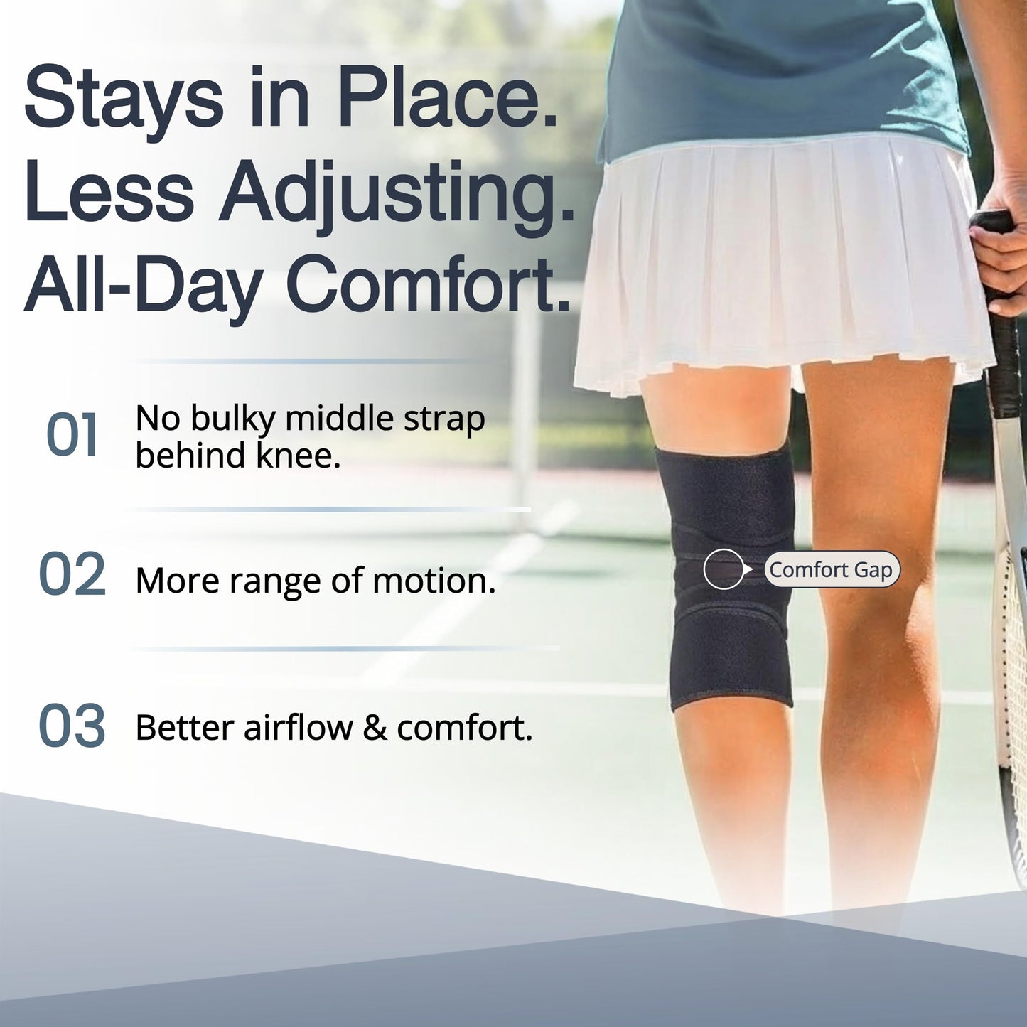 Knee Brace Meniscus Tear Support For Arthritis Acl, Mcl Pain Patented 4-way Adjustable Wraparound Strap Dual Side Stabilizer For Patella Stability Size