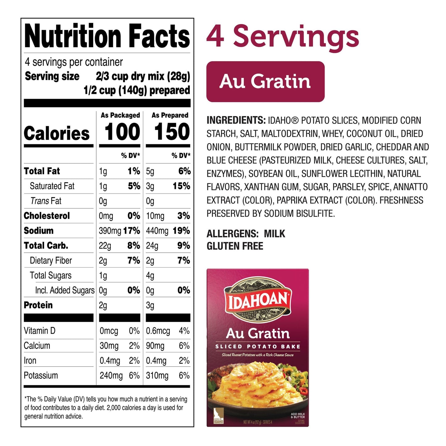 Idahoan Au Gratin Homestyle Casserole, 4 oz (Pack of 12)