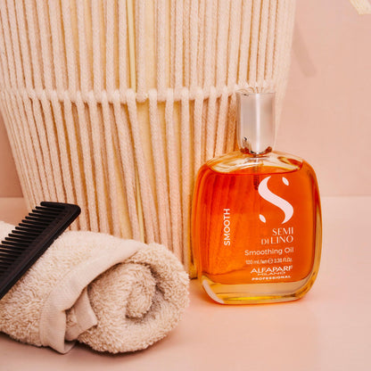 ALFAPARF MILANO Semi di Lino Smoothing Hair Oil Treatment - Frizz Control Oil to Brighten Hair + Protect from Heat & Humidity- Hair Serum for Damaged & Dry Hair (3.38 oz)