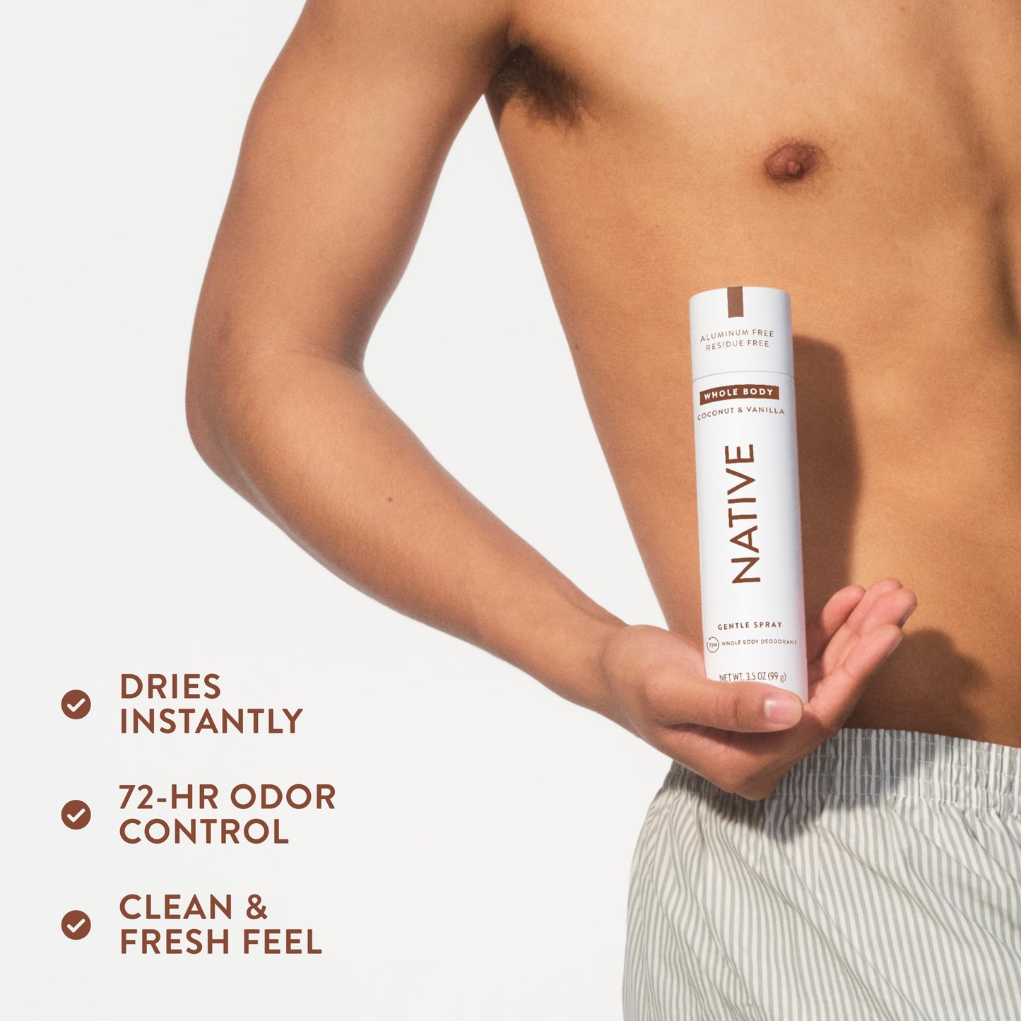 Native Whole Body Deodorant Spray, Coconut & Vanilla, 72 Hour Odor Control, Aluminum Free, No Chemical Propellant, Contains Naturally Derived Ingredients, 3.5 oz