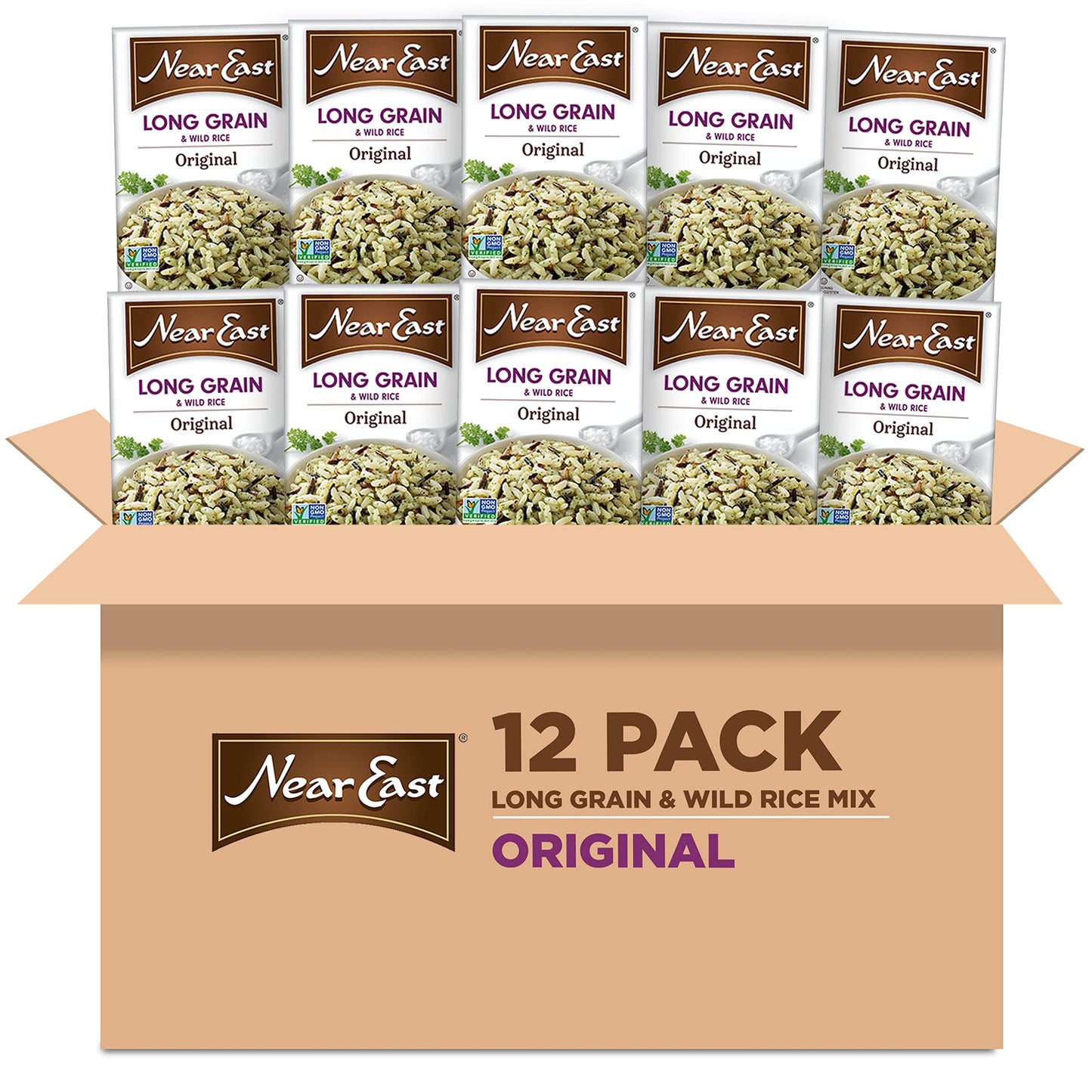 Near East Rice Pilaf Mix, Original & Wild Rice, 6oz Boxes (12 Pack)