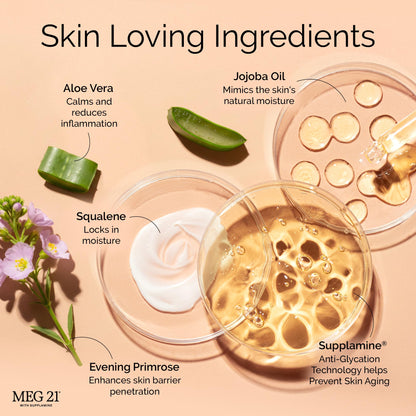 MEG 21 Smooth Radiance Moisturizer Face Cream – Anti-Aging Face Cream for Wrinkles & Skin Care with Patented SUPPLAMINE – Day/Night Facial Moisturizer for Women & Men, Helps Reduce Fine Lines (1.7 oz)