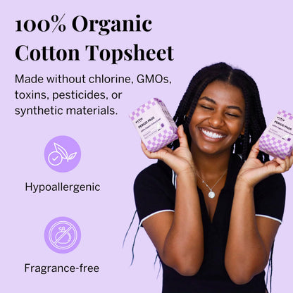 Pixie Organic Cotton Ultra Thin Pads with Wings for Women - Leak-Proof & Moisture-Wicking for Feminine Care - Compostable, Unscented Menstrual Pads - Regular Absorbency - FSA Eligible - 48 Count