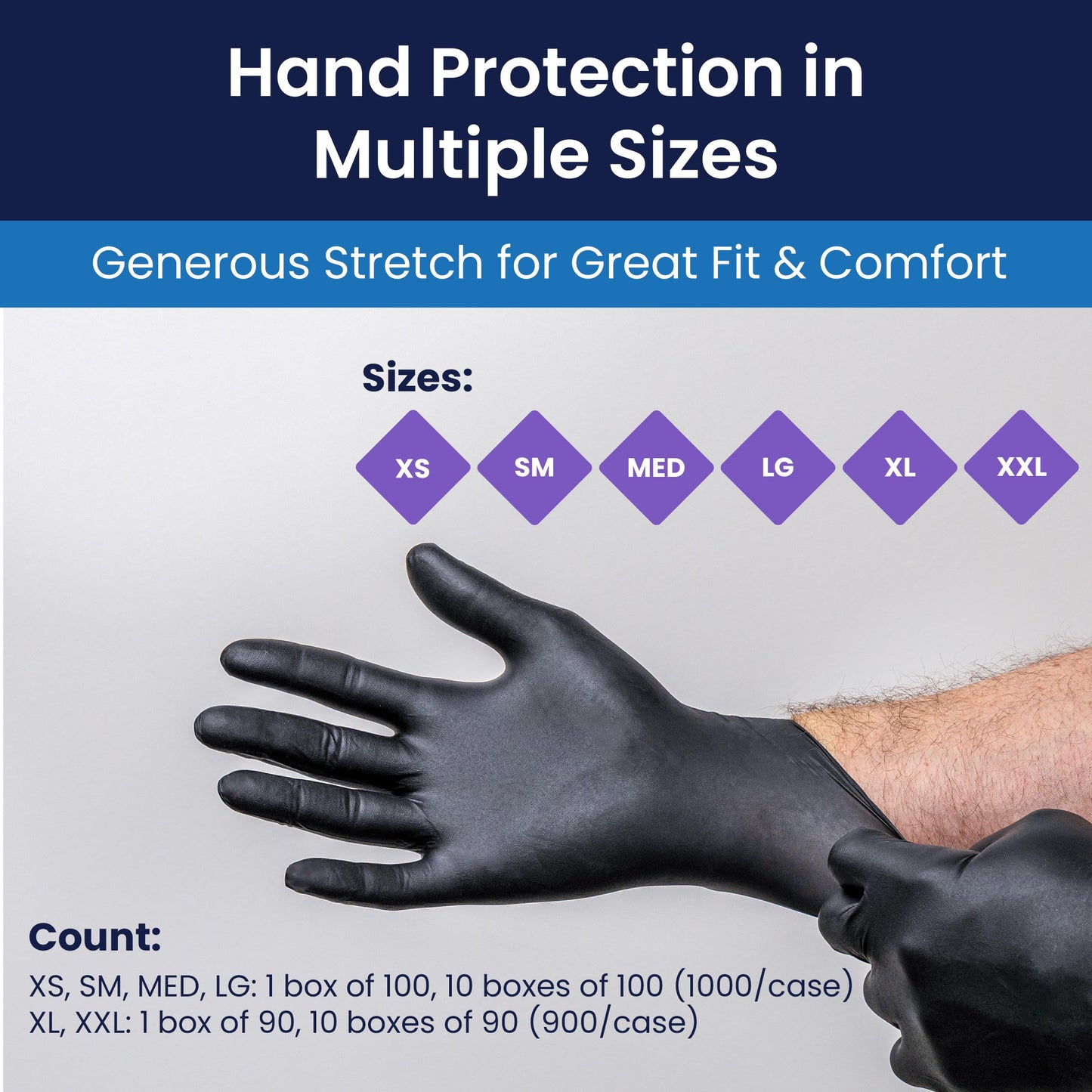 Adenna SHD935 Shadow 6 Mil Powder-Free Nitrile Exam Gloves, Medical Grade, Black, Medium, Box of 100