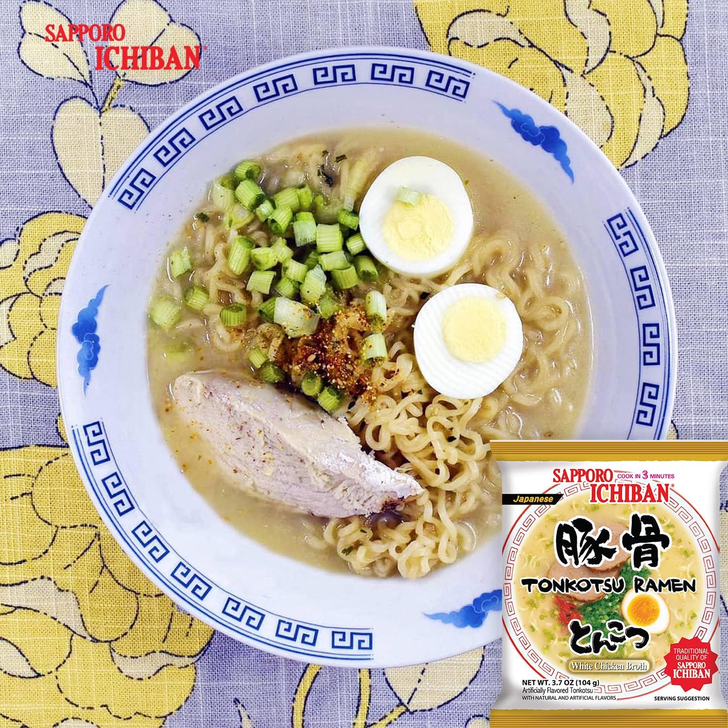 Ramen Noodles, Tonkotsu Flavor, No. 1 Tasting Japanese Instant Noodles 3.5 Oz. (3.7 Ounce (Pack of 24))