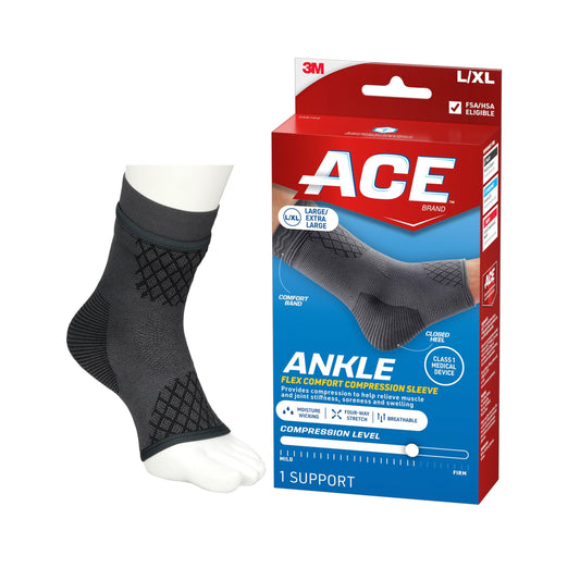 ACE Brand Flex Comfort Compression Ankle Sleeve 208705, L/XL