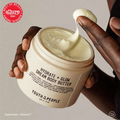Youth To The People Superberry Hydrate + Glow Dream Body Butter - 3% Niacinamide + Jojoba Oil, Shea + Cupuaçu Butters, Yuzu + Green Tea + Blonde Woods Scented Body Lotion, Firming Moisturizer, Vegan