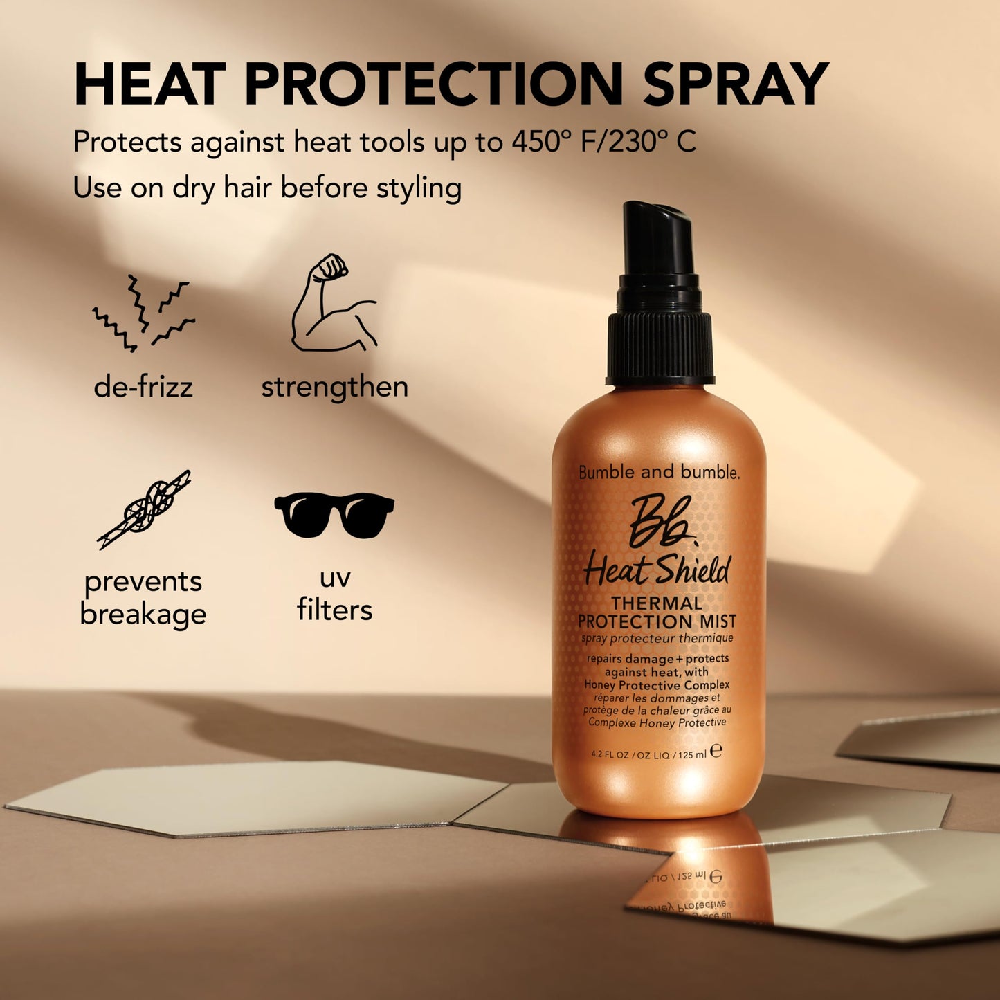 Bumble and bumble. Heat Shield Blow Dry Accelerator Hair Mist | Reduce Blow Dry Time, Anti Frizz, Heat Protection, Smooths | For All Curly, Wavy, Straight Hair Types
