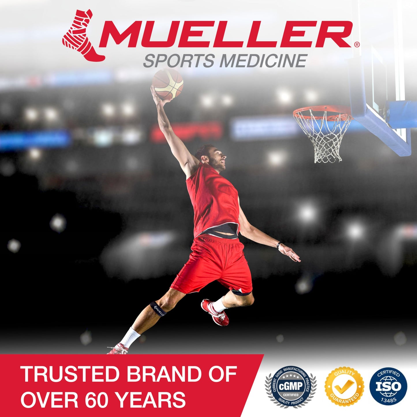 MUELLER Sports Medicine Jumper's Knee Single Strap for Men and Women, Knee Compression and Pain Relief Support, Ideal for Osgood-Schlatter's, Patellar Tendinitis, One Size
