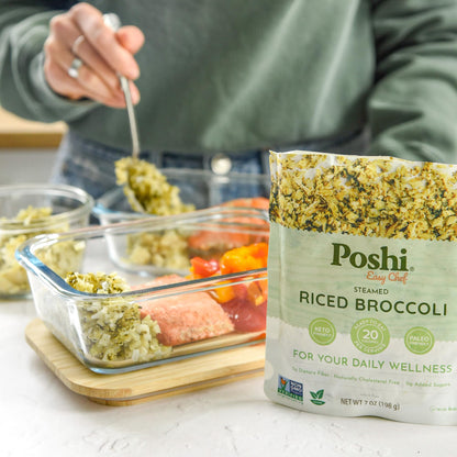 POSHI Riced Vegetables Variety Pack | Ready to Eat, All Natural, Non GMO, Low Calorie + Carb, Gluten Free, Vegetable Rice, Fully Cooked, Meals, On The Go, Plant-Based, Healthy, Veggies (7oz, 6 Pack)