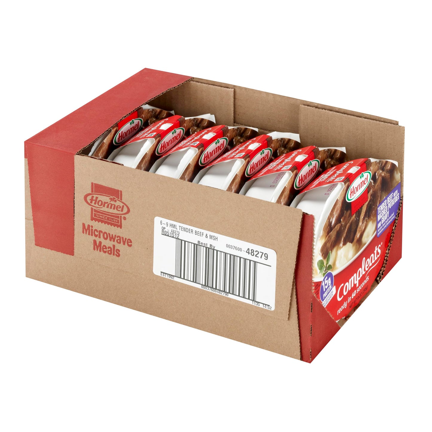 HORMEL COMPLEATS Tender Beef With Mashed Potatoes & Gravy Microwave Tray, 9 oz. (6 Pack)