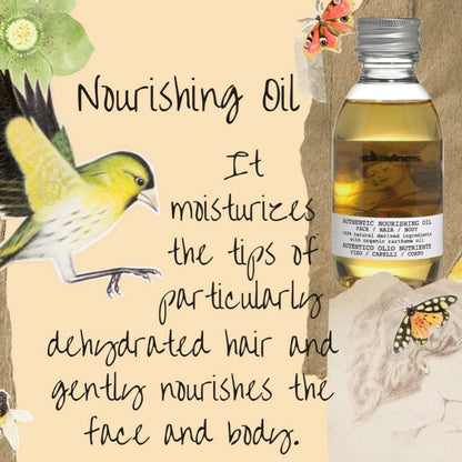 Davines Authentic Nourishing Oil, Multi-Functional Oil for Face, Hair & Body - 100% Natural Organic Safflower Formula - Hydrates, Softens & Adds Shine, 4.73 Fl Oz