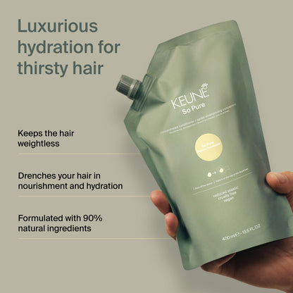 Keune So Pure Restore Conditioner Refill, Moisturizing and Nourishing Formula, 13.5 Fl Oz
