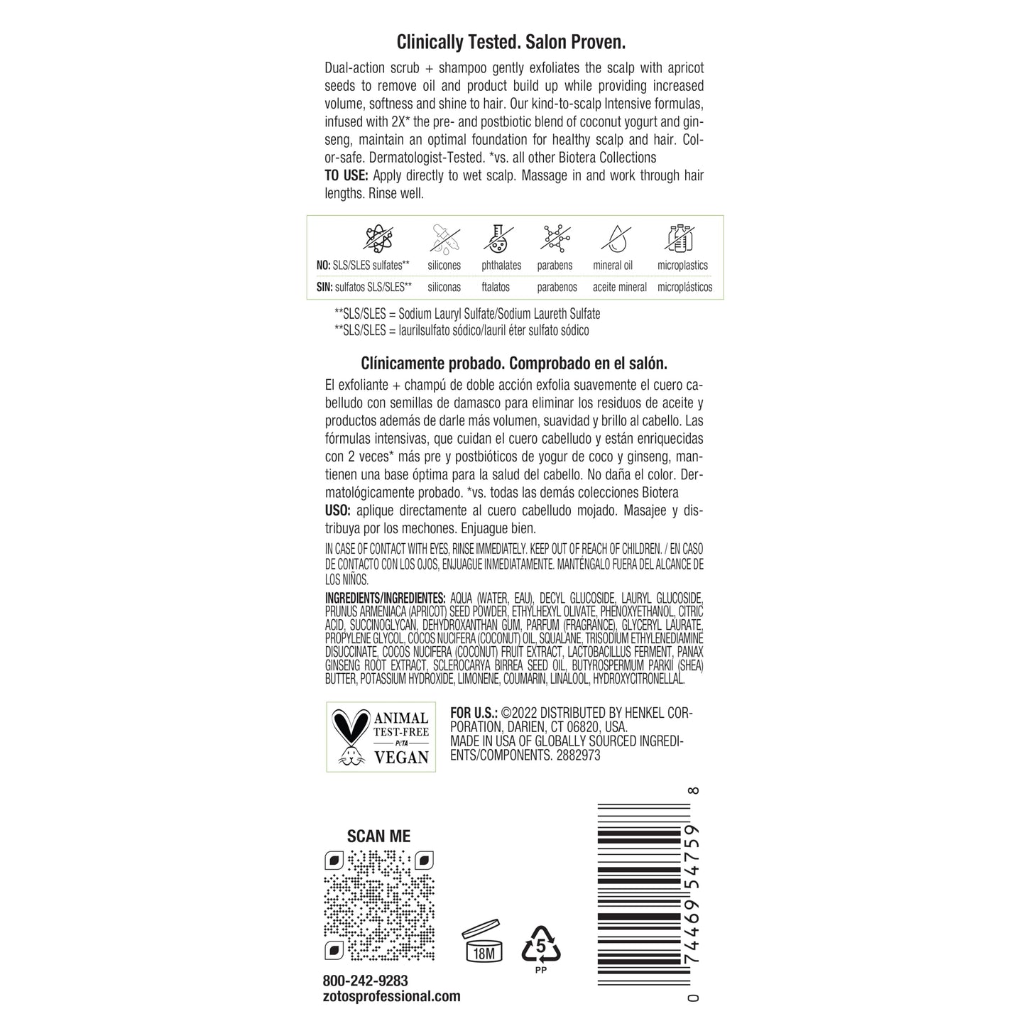 Biotera Intensives 2:1 Scalp Scrub + Shampoo | Vegan & Animal Test Free | Paraben & Sulfate Free | Color-Safe | 6 Fl Oz