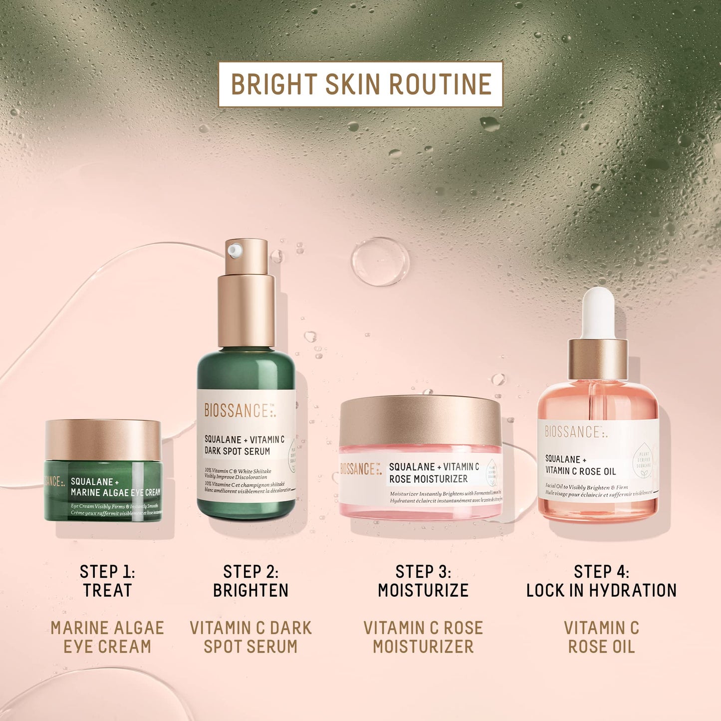 Biossance Squalane + Vitamin C Rose Face Moisturizer – Antioxidant-Rich Day/Night Face Lotion – Hydrates and Smooths Fine Lines – Even Skin Tone & Reduce Discoloration – For Radiant Skin, 1.69 Fl Oz