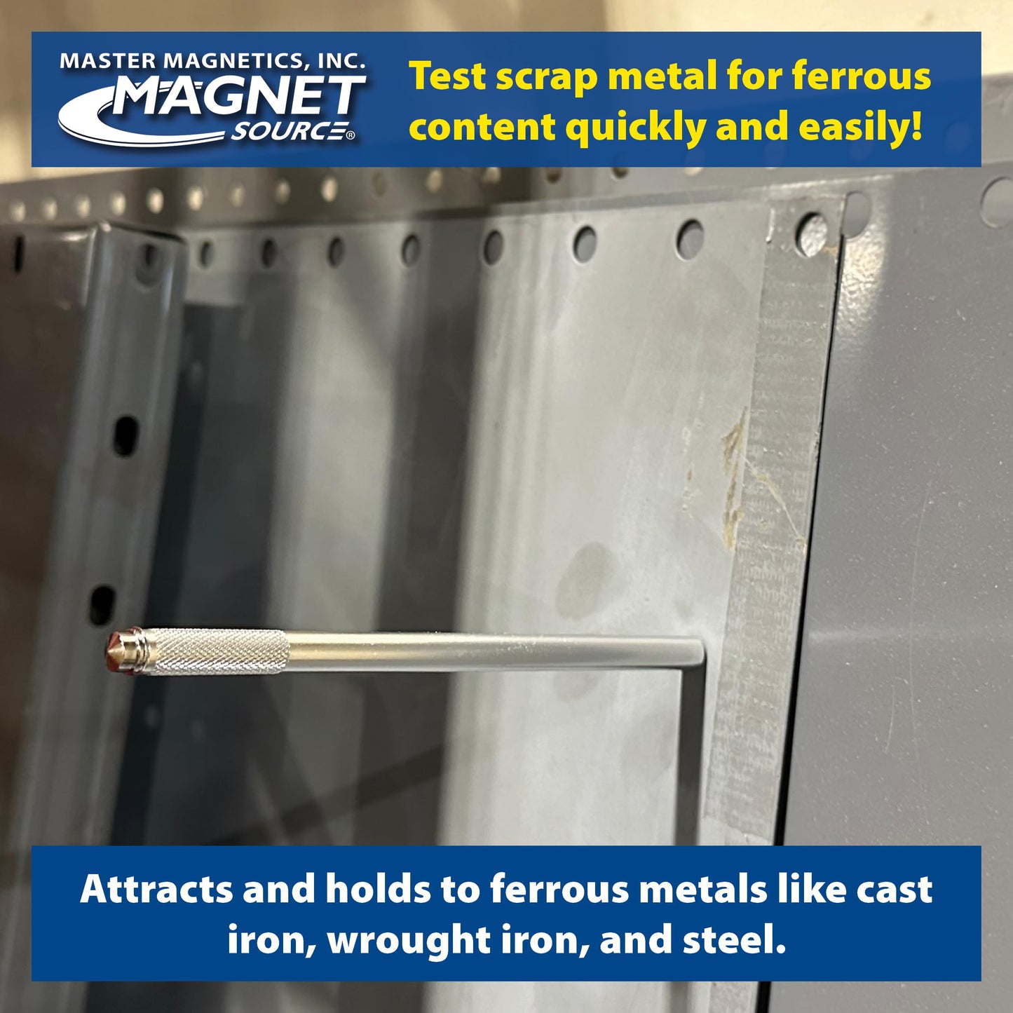 Master Magnetics Neodymium Magnetic Pick-Up Tool with Pocket Clip - 5.75" Length, 2 lb Hold, 07264