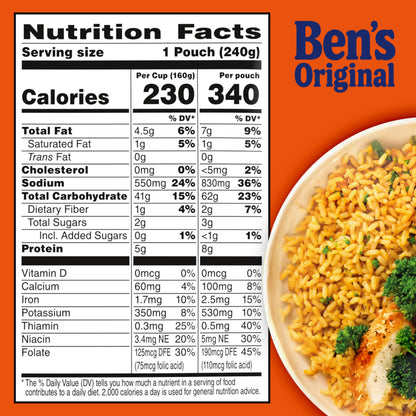 Ben's Original Flavored Ready Rice, Cheddar Broccoli, Microwave Rice for an Easy Lunch, Suitable for Vegetarians - 8.5 oz Pouch (Pack of 12)