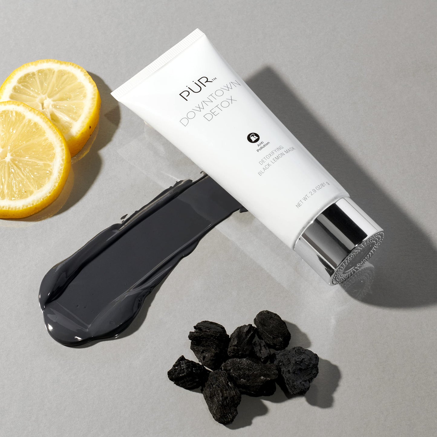 PÜR MINERALS Downtown Detox Detoxifying Black Lemon Face Mask, Helps Draw Out Impurities, Helps Soothe Skin, Charcoal, Lactic Acid & Green Tea Extract