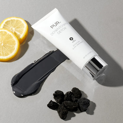 PÜR MINERALS Downtown Detox Detoxifying Black Lemon Face Mask, Helps Draw Out Impurities, Helps Soothe Skin, Charcoal, Lactic Acid & Green Tea Extract