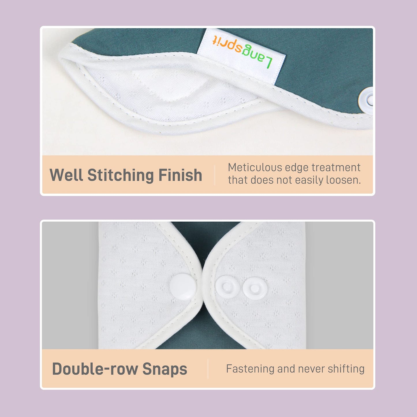 Langsprit Reusable Sanitary Pads for Women - Feminine Menstrual Pads 6pcs Set, Regular Absorbency Cotton Washable Cloth, Mini Wet Bag, Leakfree and Periods (Small)