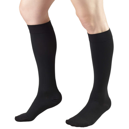 Truform 20-30 mmHg Medical Compression Stockings, Aloe Infused Microfiber, Knee High, Closed Toe, Black, 3X-Large