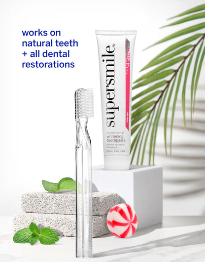Supersmile Fluoride-Free Whitening Kit – 1.4 oz Professional Grade Whitening Toothpaste & New Generation Toothbrush – Whitens up to 6 Shades & Strengthens Enamel