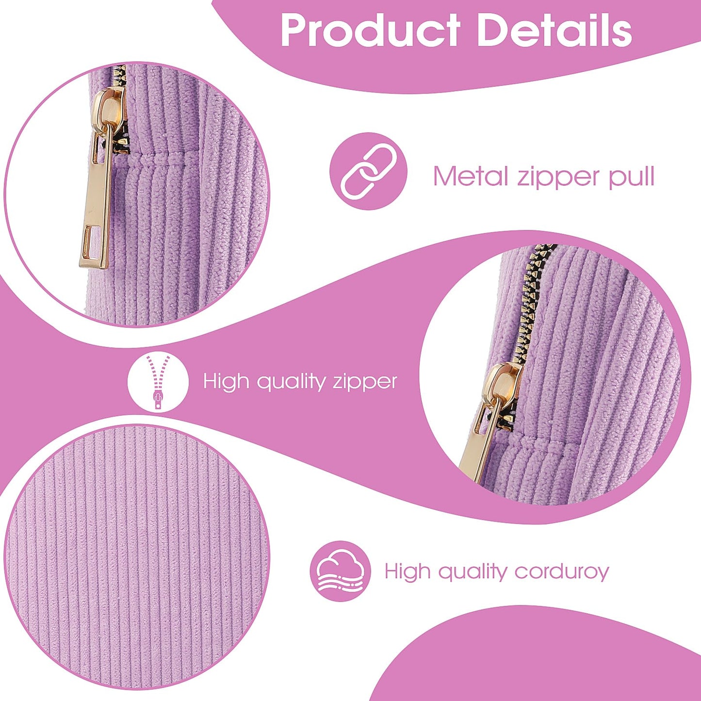 Feminine Menstrual Care Bags for Teen Girls, Mini Corduroy Period Bag for Storing Sanitary Napkins Portable Makeup Pouch with Zipper Cosmetic Bag Tampon Pad Holder for Women Travel Purse (Purple)