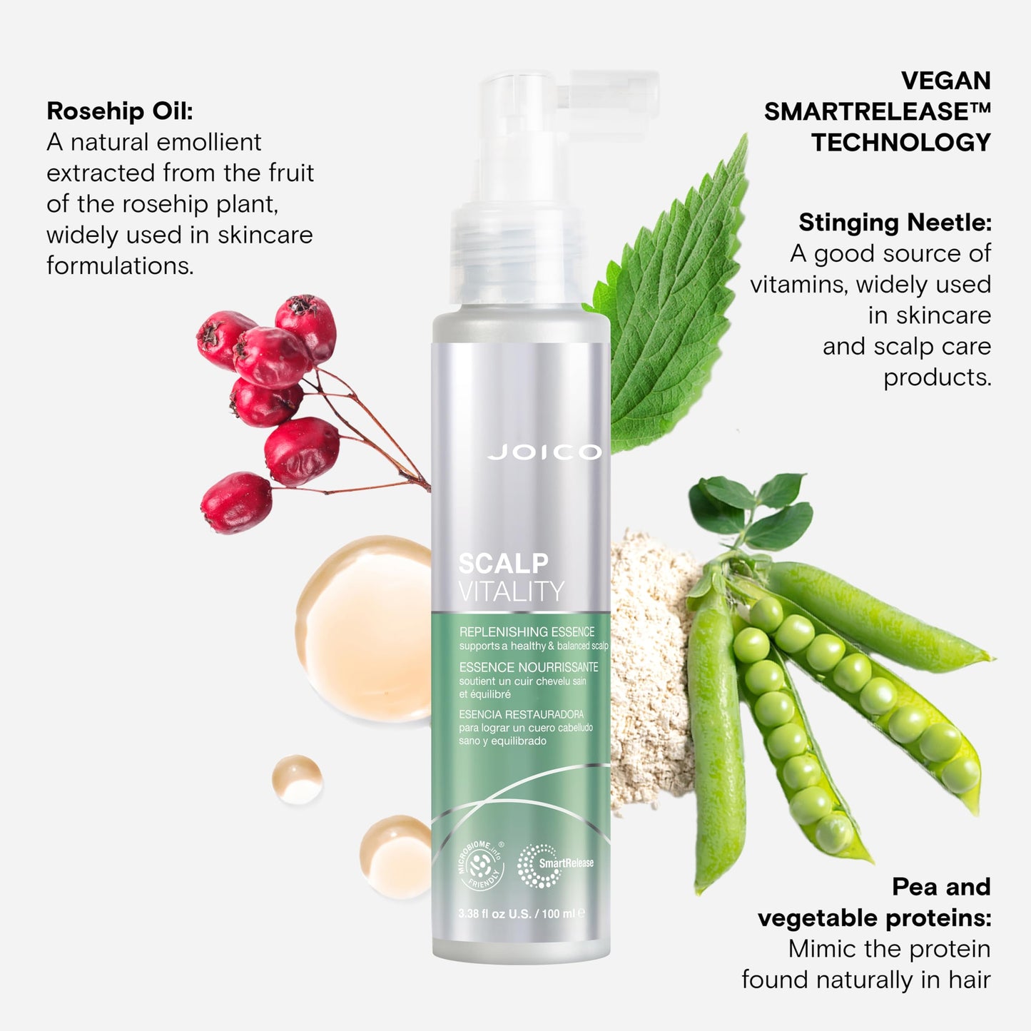 Joico Scalp Vitality Replenishing Essence | Supports A Healthy & Balanced Scalp | For Dry, Tight and Itchy Scalp | Hydrate & Nourish | Leaves Scalp Replenished & Calm | Cooling Sensation | 3.38 Fl Oz