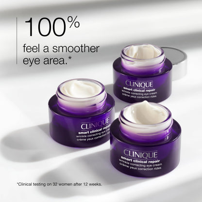Clinique Smart Clinical Repair Wrinkle Correcting Eye Cream With Hyaluronic Acid + Peptides | Anti-Aging, Hydrating + Depuffing