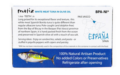 Matiz España Bonito Del Norte, 4 Ounce, White Meat Tuna in Olive Oil (12 Tins)