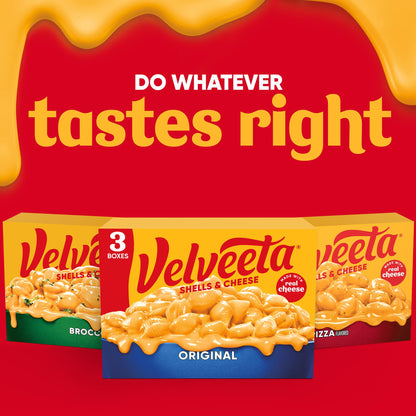 Velveeta Shells and Cheese Mac, 3 Boxes, for Easy Dinner or Dinner Sides, Original Flavor, Made with Real Cheese, 12 oz