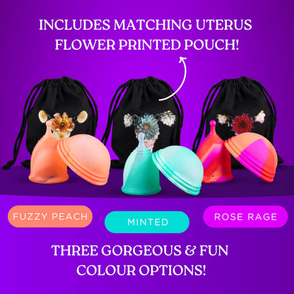 La Cup & Menstrual Disc Pack | Premium Medical Grade Silicone Designs - Menstrual Cups & Disc (Disc Requires No Suction) Fuzzy Peach (Size A)
