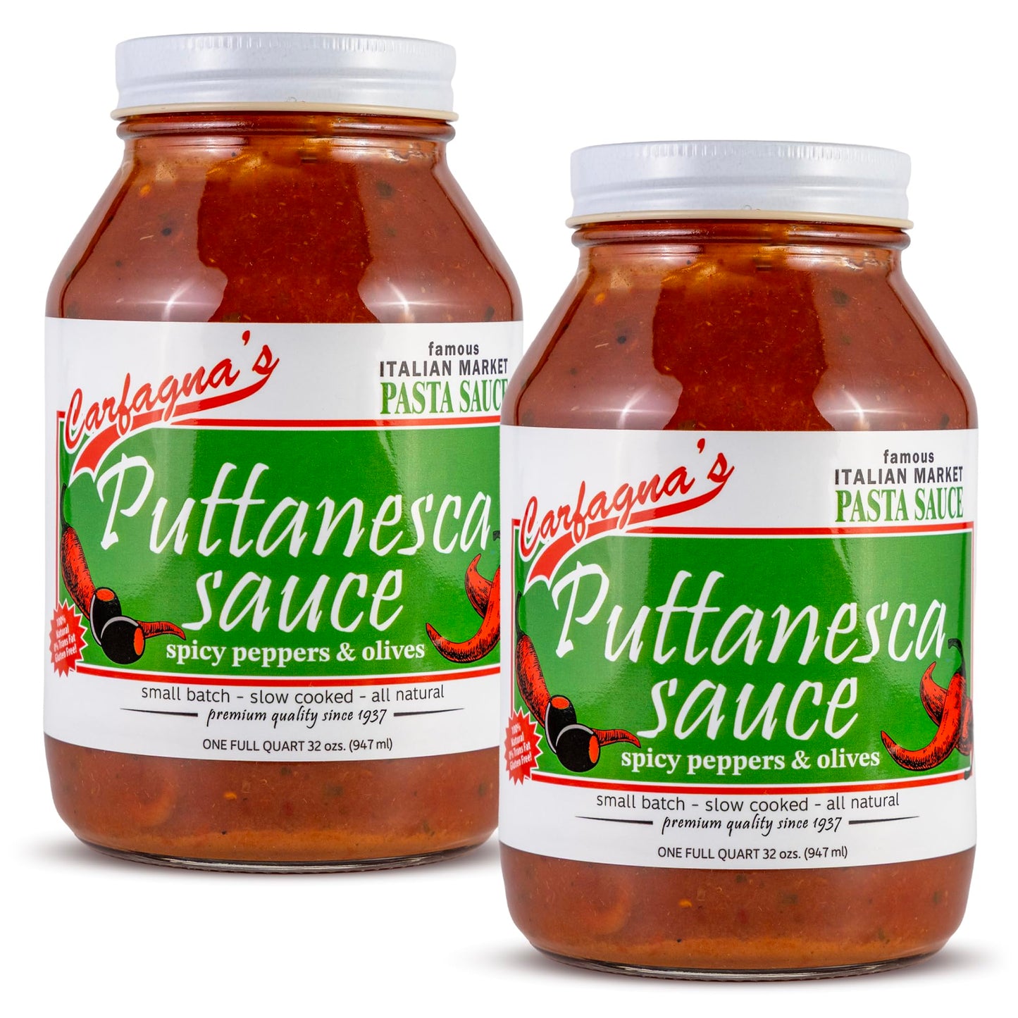 Carfagna's Pasta Sauce, Established 1937, Family Recipe, Made in Small Batches (32 Ounce (Pack of 2), Puttanesca)