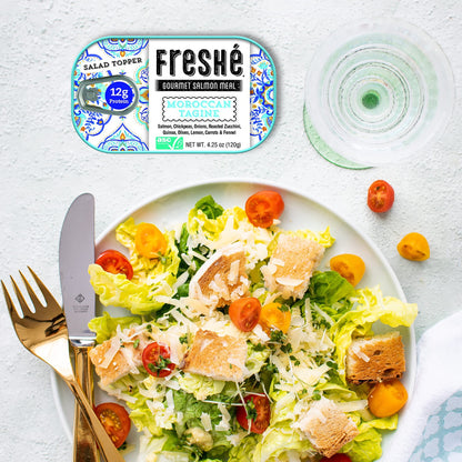 Freshé Canned Salmon Variety Pack (4 Pack) - Mediterranean Style Atlantic Salmon in Olive Oil with Lemon - Sustainably Farmed Tinned Fish (4.25oz Cans)