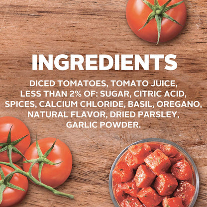 Hunt’s No Salt Added Diced Tomatoes with Basil, Garlic and Oregano, Perfect for Chili & Soups, 14.5 oz. Can (Pack of 12)