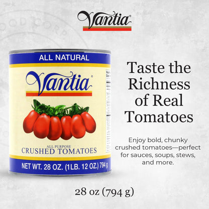 Vantia Crushed Tomatoes All Natural 28 oz Can – Imported Italian Chunky Crushed Tomatoes in Rich Tomato Juice, Perfect for Pasta Sauce, Soups, Stews & Classic Italian Cooking