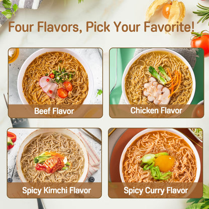 Hethstia High Protein Ramen Noodles Variety Pack - Chicken, Spicy ”Beef, Kimchi, Curry”, 26g Plant-Based Protein Vegan Noodles, 8 Pack | Low Sugar, Low Fat, Non-Fried, Non-GMO, Healthy Asian Meal